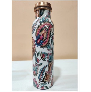 Botella de agua ecológica de cobre con diseño floral de mandala, estilo bohemio, portátil para viaje. - Product Image 6