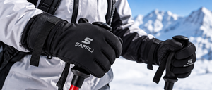 Gants de ski d'hiver SAFFILI, gants complets en néoprène imperméables, isolés thermiquement, compatibles avec les écrans tactiles, unisexes, noirs - Product Image 3