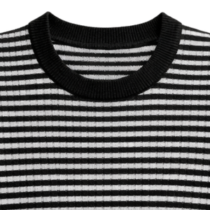 Haut en maille mérinos pour femme, col rond, manches longues, léger, doux, rayé, pull décontracté, couche de base, haut tendance - Product Image 5