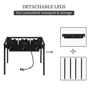 Estufa Portátil de Gas Propano para Camping, de Alta Presión, Tres Quemadores, 22500 BTU, de Hierro Fundido, para Cocinar al Aire Libre y Barbacoa - Product Image 4