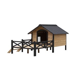 Gran Perrera de madera para exteriores para perros con Cabaña de estilo de casa de porche para mascotas Casas y muebles para mascotas - Product Image 4