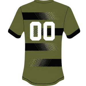 Ensemble short et maillot de rugby vert olive et noir, manches courtes, col rond, uniforme d'équipe rayé, personnalisable, respirant, pour l'entraînement et la performance - Product Image 4