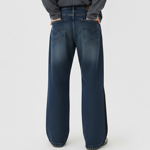 High Street <b>Embroidered</b> Logo Custom Men's Straight <b>Jeans</b> Casual Distressed Streetwear Vintage Hip Hop Breathable Color Autumn - Product Image 5