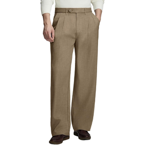 Pantalon de Costume Plissé Large en Polyester Taille Moyenne pour Homme, Style Old Money, Infroissable et Respirant, Idéal pour le Travail et le Bureau - Product Image 3