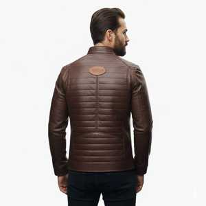 Wholesale High Quality <b>Jacket</b> for Men <b>Sheepskin</b> Winter Fashion Soft Lambskin Stand Collar Slim Fit Leather Biker Gear <b>jackets</b> - Product Image 3
