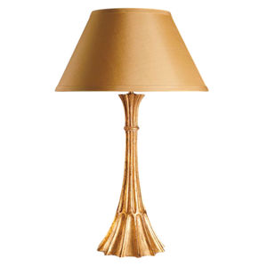 Lampe de table sculptée en bois doré avec finition dorée pour chambre à coucher, salon, hôtel, design néoclassique antique, luminaire d'intérieur - Product Image 1