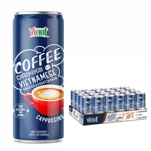 Cappuccino Coffee Drink Ready Drink Premium Aluminum Can 250ml 24 Cans VINUT Wholesale Distributor OEM ODM Private Label Chilled - Product Image 1