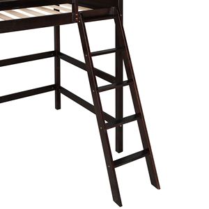 Letto a soppalco singolo in legno massello con scaletta, colore espresso, per bambini - Vecchio SKU WF191903AAP - Product Image 6