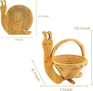 Modern Foldable Bamboo Fruit & Vegetable Basket <b>Collapsible</b> Eco-Friendly Kitchen Counter <b>Storage</b> Bowl - Product Image 6