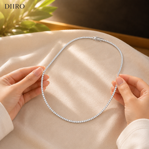 Elegant Moissanite Tennis <b>Necklace</b> Round Brilliant Cut Diamond Channel <b>Set</b> 925 <b>Silver</b> Women's Engagement Jewelry - Product Image 3