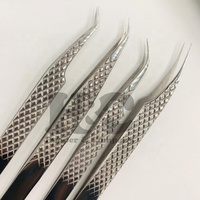 Pinzas plateadas de nuevo estilo para extensión de pestañas, pinzas para extensión de pestañas, agarre de diamante, pinzas para pestañas con logotipo sostenible de visón