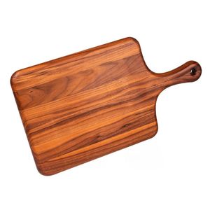 Planche à découper en bois d'acacia de haute qualité, design moderne et écologique, avec poignée à trous carrés, personnalisable, de fabrication indienne. - Product Image 5