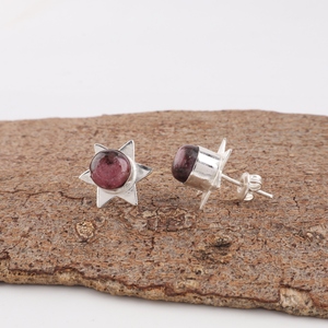 Niharika Gems Classy And Trendy Handmade Black Rhodonite Gemstone <b>Earring</b> In 925 Sterling Silver Plated <b>Earring</b> For Women Wear - Product Image 1