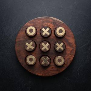Jeu de Tic Tac Toe en bois rond fait main, Décoration de table basse, Jouet de puzzle pour adultes et enfants - Product Image 2