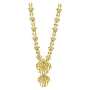 Ensemble de bijoux fantaisie en gros, parure de mariée plaquée or 14K 18K 24K au design turc, colliers longs de style traditionnel de Dubaï - Product Image 3