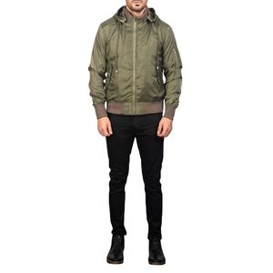 <b>Men's</b> Olive Green <b>Hooded</b> Bomber Jacket Zipper Closure Casual Autumn <b>Coat</b> - Product Image 4