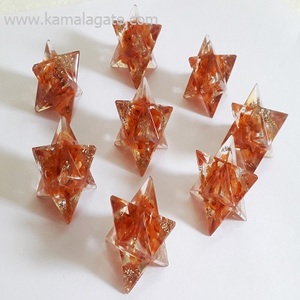 Étoile de Merkaba en Orgonite Faite à la Main avec Cristal d'Aventurine Jaune Naturel, Thème Étoile de David, Gujarat, pour Décoration d'Intérieur et Fournitures Artisanales - Product Image 5