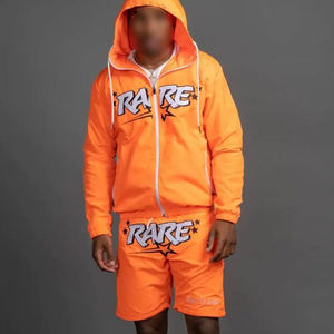 Ensemble de survêtement pour homme en nylon coupe-vent avec logo personnalisé imprimé, streetwear d'été, veste coupe-vent à capuche et short, ensemble 2 pièces, séchage rapide, léger - Product Image 4