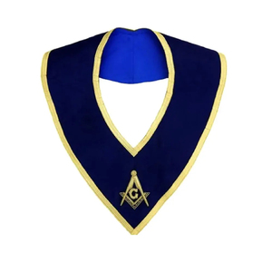 Custom V-Shaped Masonic <b>Collar</b> Embroidered With Cross Pattern Gold Trim Sew-On Badge Classical Design Fabric Garment Application - Product Image 2