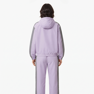 Best Quality Women's Oversized Nylon Activewear Full <b>Zip</b> Cropped Jacket Side Stripe Jogger Pants Two Piece Tracksuit Set - Product Image 2