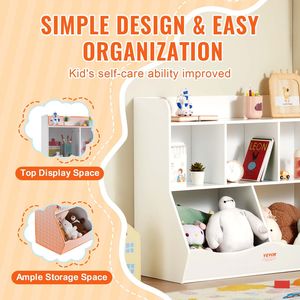 Armadietto giocattolo bianco a 5 Cubby per bambini in legno organizzatore di librerie per sala giochi asilo nido casa-mobili per bambini - Product Image 6