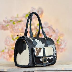 Bolso de mano de cuero vacuno de lujo con asas trenzadas y correa cruzada con cierre de cremallera - Product Image 3