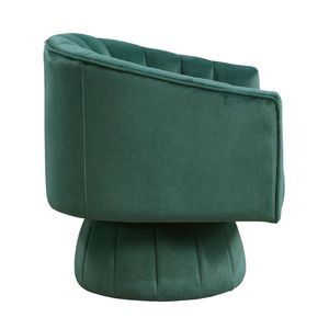 Poltrona in Velluto Verde Scuro per Soggiorno Moderno di Lusso, Comoda Poltrona Girevole con Schienale a Botte - Product Image 6