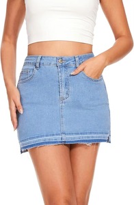 Jupes en jean taille haute avec ceinture, jupes d'été pour femmes, mini-jupes courtes - Product Image 5