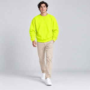 <b>Men's</b> <b>Neon</b> Yellow Crew Neck Sweatshirt Casual Plain Dyed Pullover Long Sleeve Unlined Knitted <b>Top</b> - Product Image 3