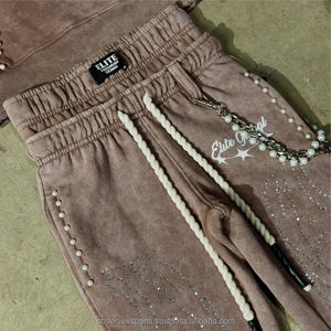 ชุดเซ็ตสตรีทแวร์ฤดูหนาว เสื้อฮู้ดดี้ปักลาย พร้อมกางเกงจ็อกเกอร์ทรงขาบาน สไตล์วินเทจฟอกสี ยูนิเซ็กส์ ลายกราฟิก DTG - Product Image 6