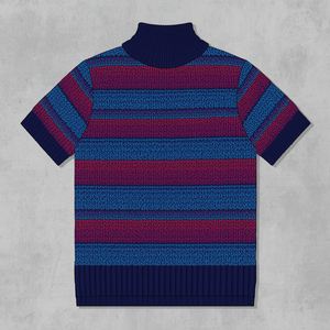 Men’s Knitted Mock Neck T-Shirt Short Sleeve Soft Cotton Blend Fashion Tee with OEM ODM Customization - Product Image 4