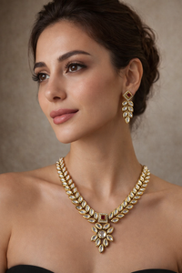 Gold Plated Alloy Trendy Bridal Pearl Kundan Rani Haar Long Necklace & Earrings Set for Wedding Party & <b>Gift</b> Occasions - Product Image 3