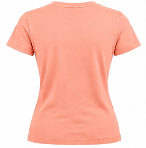Camiseta de manga corta con cuello redondo para mujer, color rosa melocotón, teñido liso, básica - Product Image 2