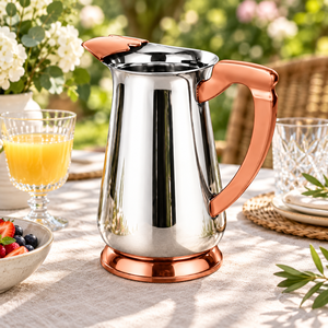Carafe moderne en acier inoxydable avec protège-glace pour jus et café, idéale pour la maison et les restaurants - Product Image 6
