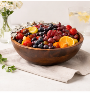 Premium <b>Mango</b> <b>Wood</b> Serving <b>Bowl</b> With Elegant Metal Leaf Accents Handmade Decorative Fruit and Salad <b>Bowl</b> For Luxury Home Decor - Product Image 2
