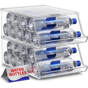 Organisateur de réfrigérateur empilable pour 9 bouteilles, porte-bouteilles avec couvercle pour le rangement au réfrigérateur - Product Image 1