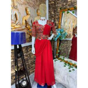 Conjunto de blusa y Dupatta Sharara para mujer de diseñador con bordado - Product Image 4