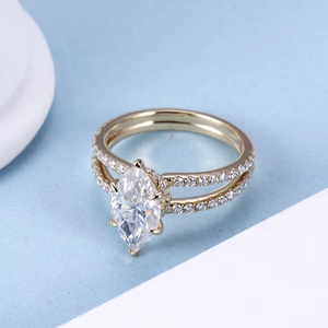 New Fashion Custom Jewelry Engagement <b>Ring</b> 925 Sterling Silver 14K Gold Marquise Cut Moissanite Diamond <b>Ring</b> For Anniversary - Product Image 3