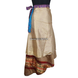 Faldas Nuevas de Seda con Estampado a Mano, Faldas Cruzadas de Seda 100% Rajasthani, Faldas Largas Tradicionales Indias - Product Image 1