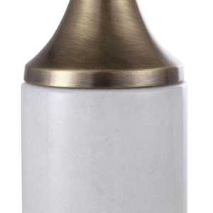 Ensemble de porte-bougies en laiton antique et marbre blanc, design élégant en matériaux mixtes pour une décoration intérieure de luxe, qualité supérieure - Product Image 5