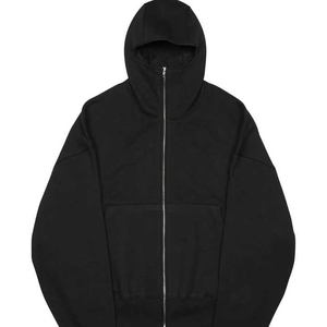 25-26 Customizable 100% Cotton Winter Balaclava Hoodie Men's Street Oversized Half Zip Drop Shoulder <b>Waterproof</b> Windproof - Product Image 5