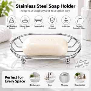 Escurridor de metal para baño, bandeja ovalada de alambre para lavabo, soporte para jabón - Product Image 4