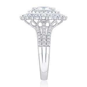 แหวนแต่งงานทองคำขาว 14k เพชรเม็ดเดี่ยวทรงมาร์คีส์ 4.00 กะรัต ความสะอาดระดับ VS1 สี F ทรงฮาโล ประดับเพชรเม็ดเดี่ยว ได้รับการรับรองจาก IGI เพชรเพาะเลี้ยงในห้องปฏิบัติการ - Product Image 3