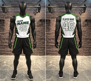Custom Unisex Basketball Pants Set <b>White</b> Green Black Breathable All Seasons Sport Wear SOSH4 Polyester - Product Image 2