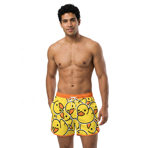 <b>Men's</b> Cartoon Print Quick Dry Board <b>Shorts</b> with Drawstring <b>Orange</b> Casual Swimwear - Product Image 3