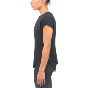 T-shirt MAGI pour femme, violet, à manches courtes, col rond, séchage rapide, coupe classique, tricoté, couleur unie, haut décontracté - Product Image 2