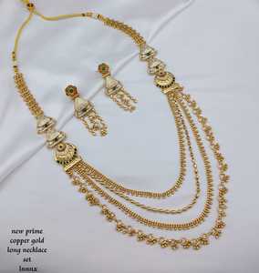 Wholesale High Quality New Vintage Copper <b>Gold</b> Plated Crystal Bridal Jewelry <b>Set</b> Long Mala Necklace Earrings Maang Wedding Party - Product Image 1
