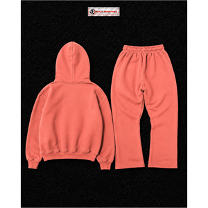 Conjunto Deportivo Premium Color Rosa Coral, Sudadera con Capucha Extra Grande Unisex, Pantalones Jogger Lisos, Ropa Deportiva Casual para Calle - Product Image 6
