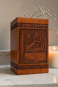 Personalized Camper Van Wooden Urn <b>Box</b> Mountain Forest RV <b>Memorial</b> Keepsake Personalized Camper Van Wooden Cremation Urn <b>Box</b> - Product Image 3