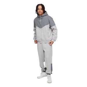 Custom Men’s Gray Tracksuit <b>Set</b> Color Block Hoodie <b>Jogger</b> Pants Matching Streetwear Casual Two Piece Sportswear - Product Image 4